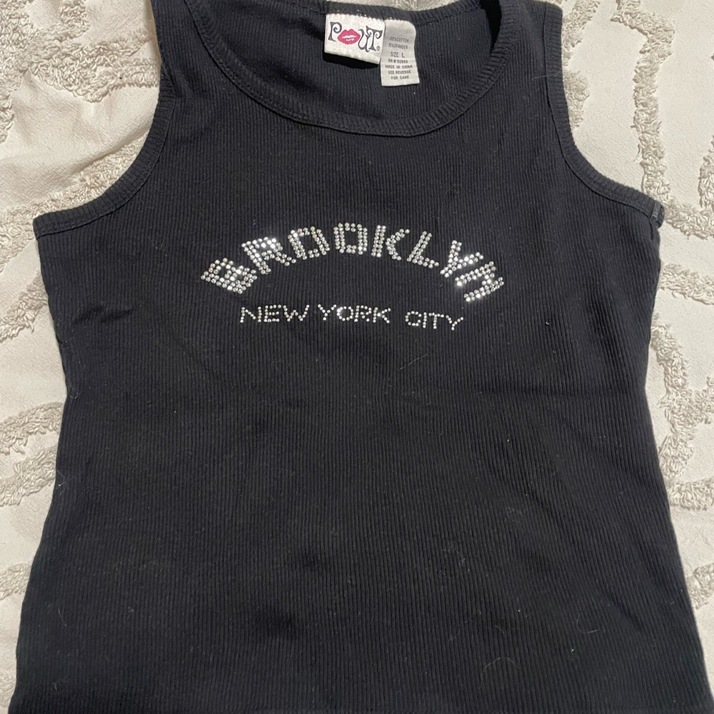 BROOKLYN Black Tank Top with Sparkle Design